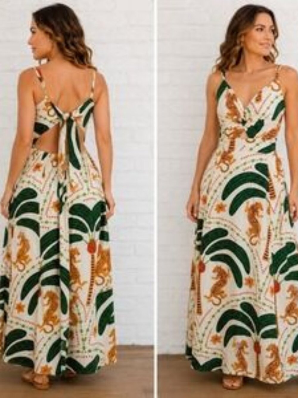 Linen Jaguar open back resort dress